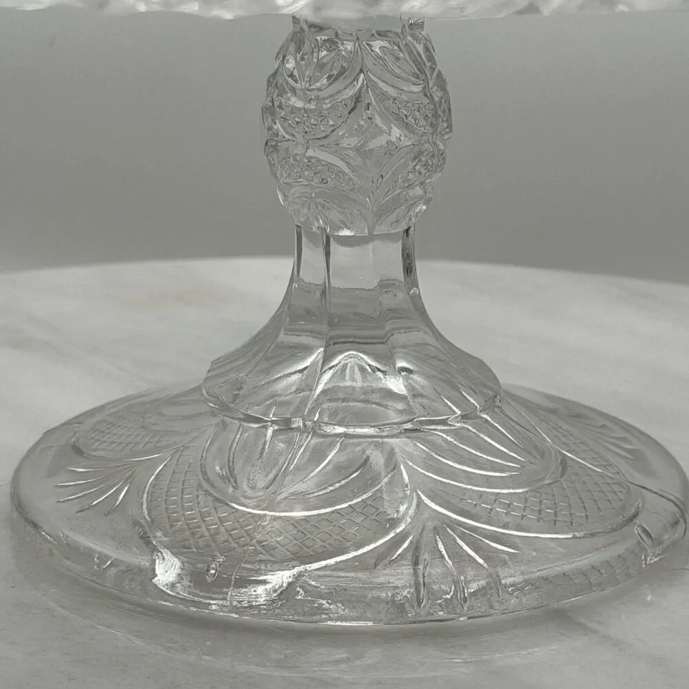 EAPG Bryce Higbee New Crescent Clear Glass Cake Stand Vintage in Great Condition